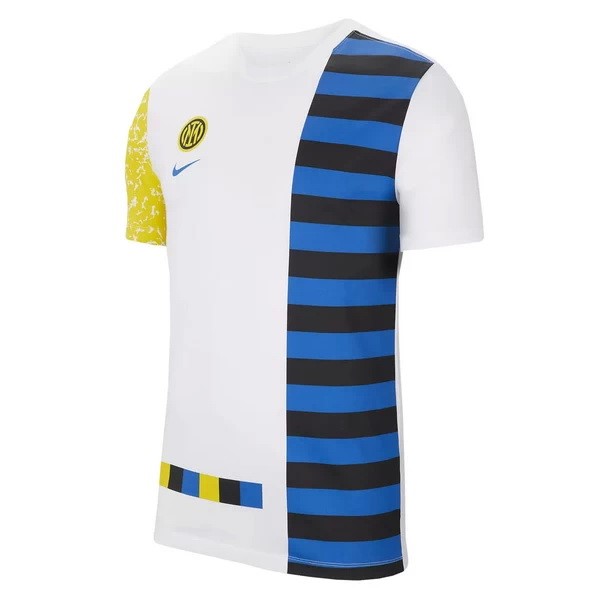 Trainingsshirt Inter Milan 2021-22 Weiß Blau Gelb Fussballtrikots Günstig